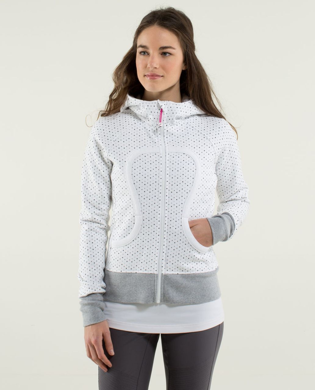 Lululemon Scuba Hoodie *Stretch (Lined Hood) - Chevron Dot White / White / Wee Stripe White Heathered Medium Grey / White