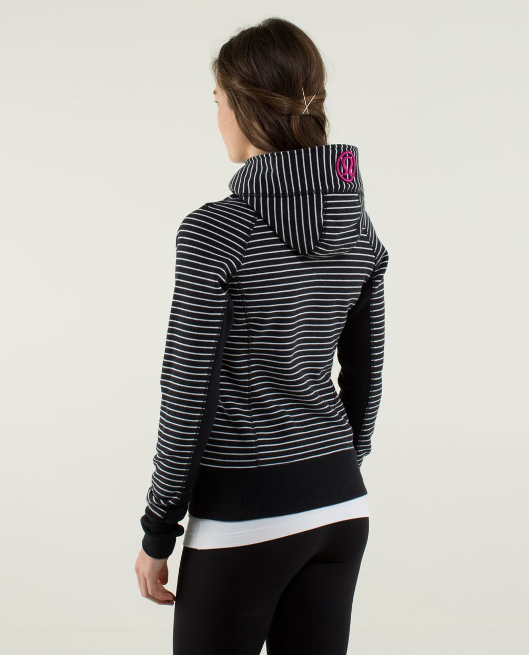 Lululemon Scuba Hoodie *Stretch (Lined Hood) - Parallel Stripe Black / White / Black / Brisk Bloom Black White / White / White