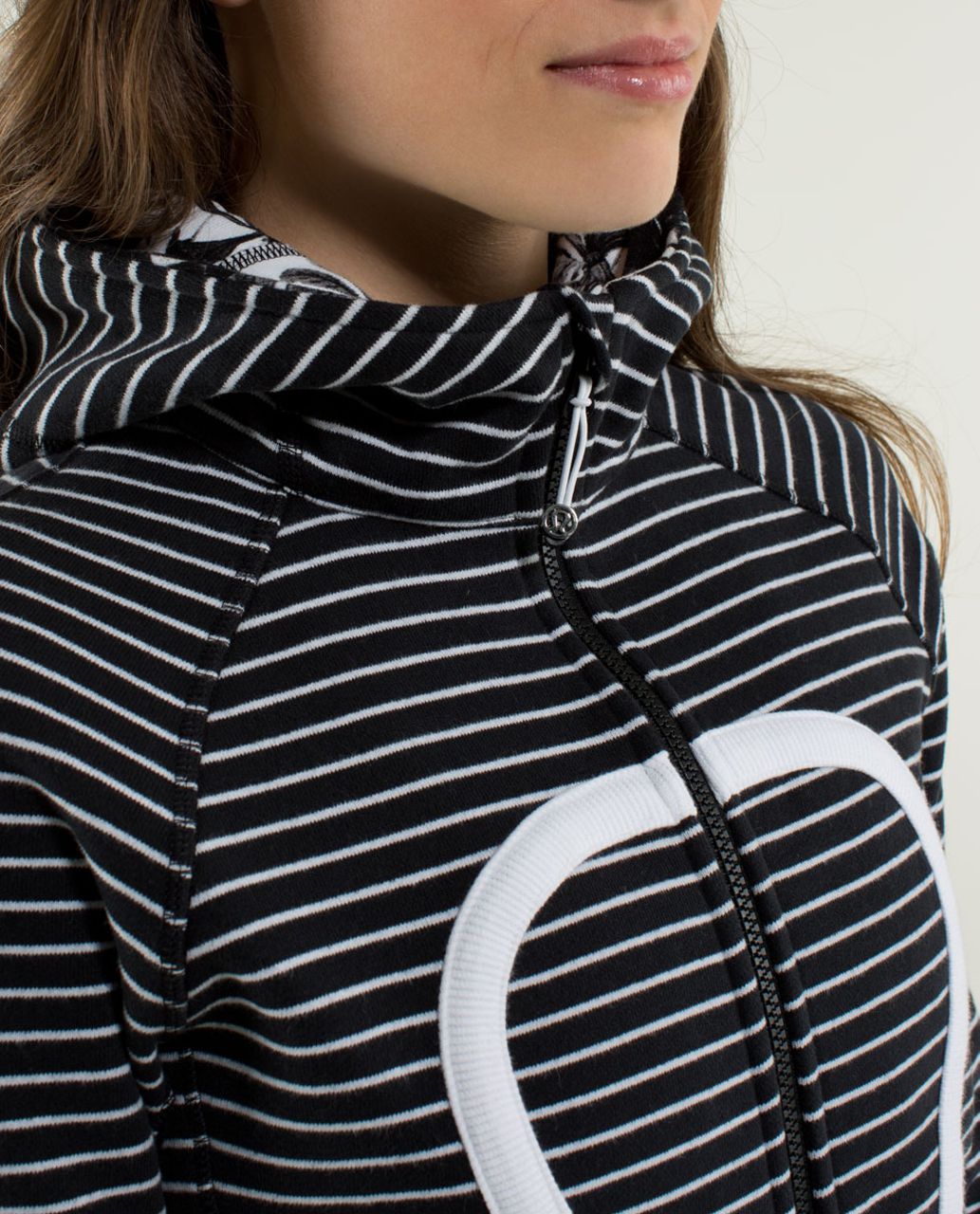 Lululemon Scuba Hoodie *Stretch (Lined Hood) - Parallel Stripe Black / White / Black / Brisk Bloom Black White / White / White