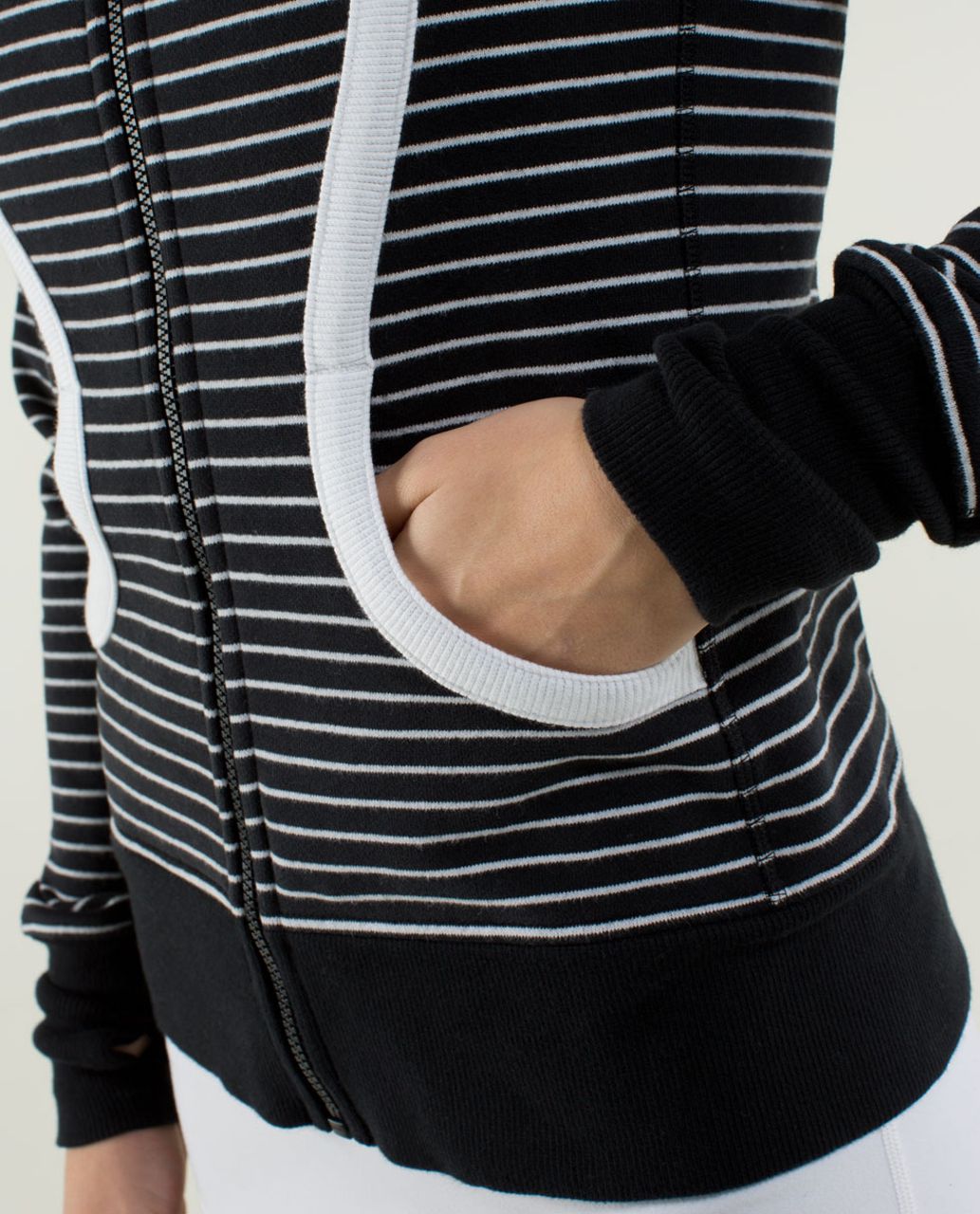 Lululemon Scuba Hoodie *Stretch (Lined Hood) - Parallel Stripe Black / White / Black / Brisk Bloom Black White / White / White