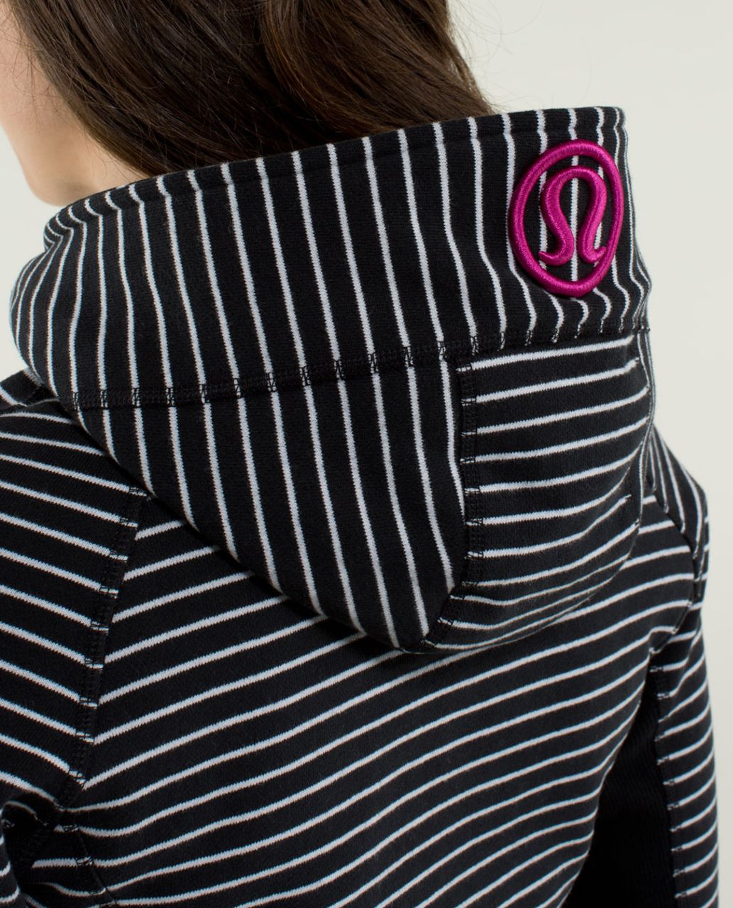 Lululemon Scuba Hoodie *Stretch (Lined Hood) - Parallel Stripe Black / White / Black / Brisk Bloom Black White / White / White