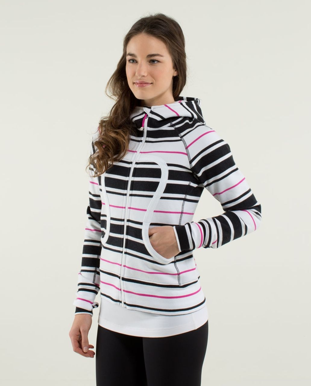 Lululemon Scuba Hoodie *Stripe - White Heathered Blurred Grey Classic  Stripe - lulu fanatics