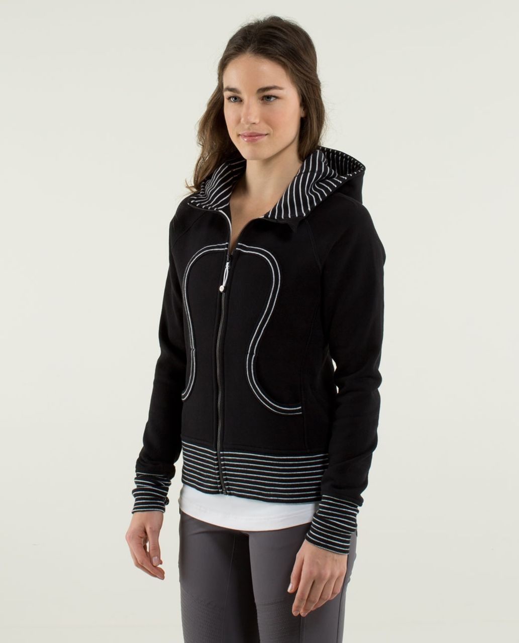 Lululemon Scuba Hoodie *Stretch - Parallel Stripe Black White