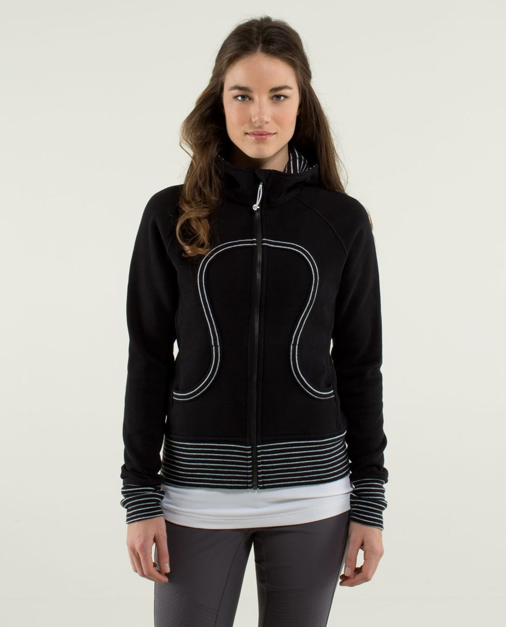 Lululemon Scuba Hoodie *Stretch (Lined Hood) - Black / Black / Parallel Stripe Black / White / Black / Parallel Stripe Blackwhite