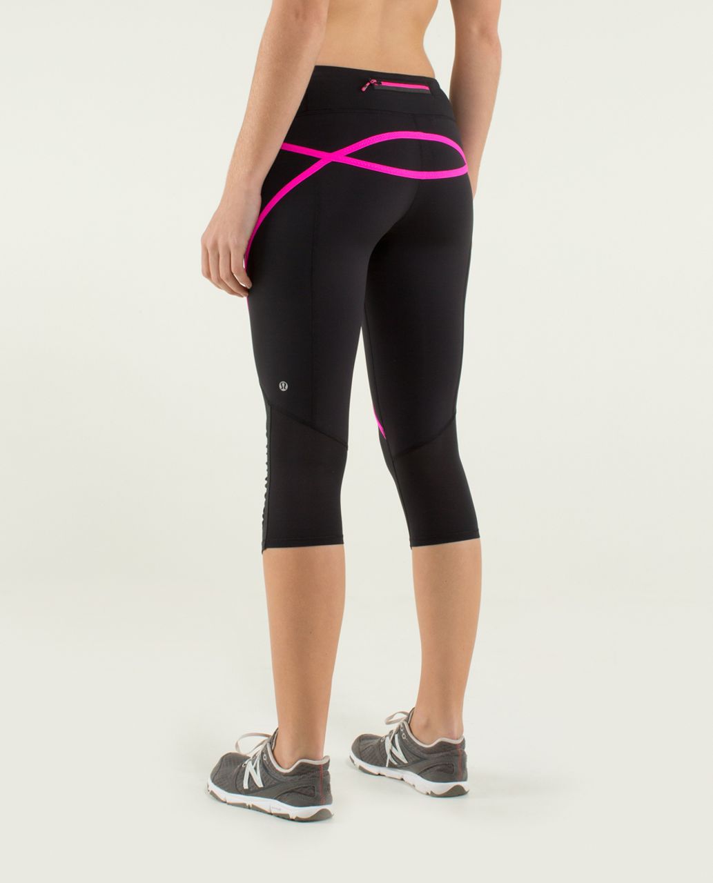 Lululemon Run:  Pace Crop - Black / Paris Perfection