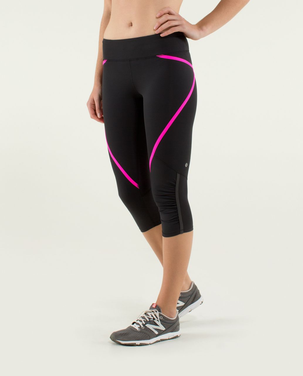 Lululemon Run:  Pace Crop - Black / Paris Perfection