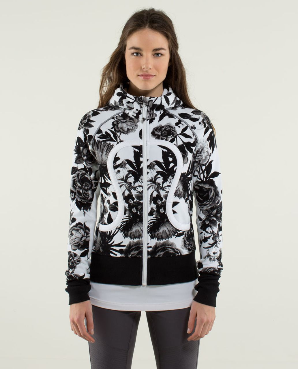 Lululemon Black and White Floral Scuba Hoodie (Size S) – Middle