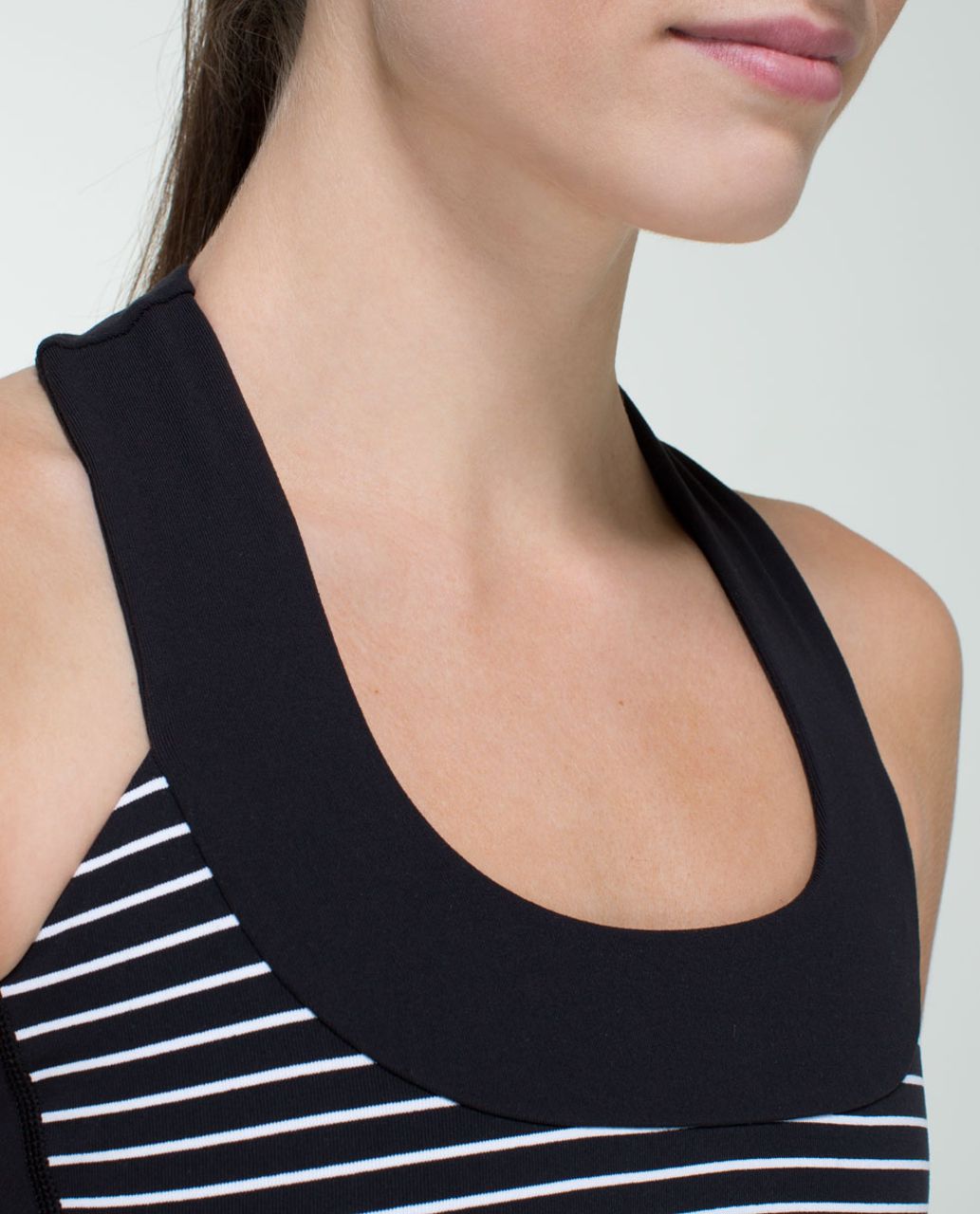 Lululemon Scoop Neck Tank *Luon - Parallel Stripe Black White / Black