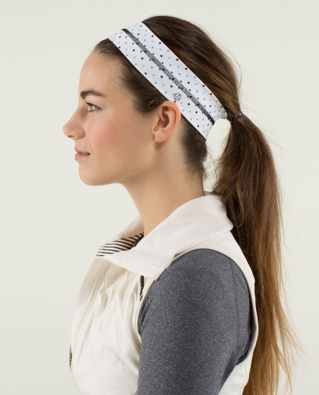 Lululemon Fly Away Tamer Headband - Chevron Dot White