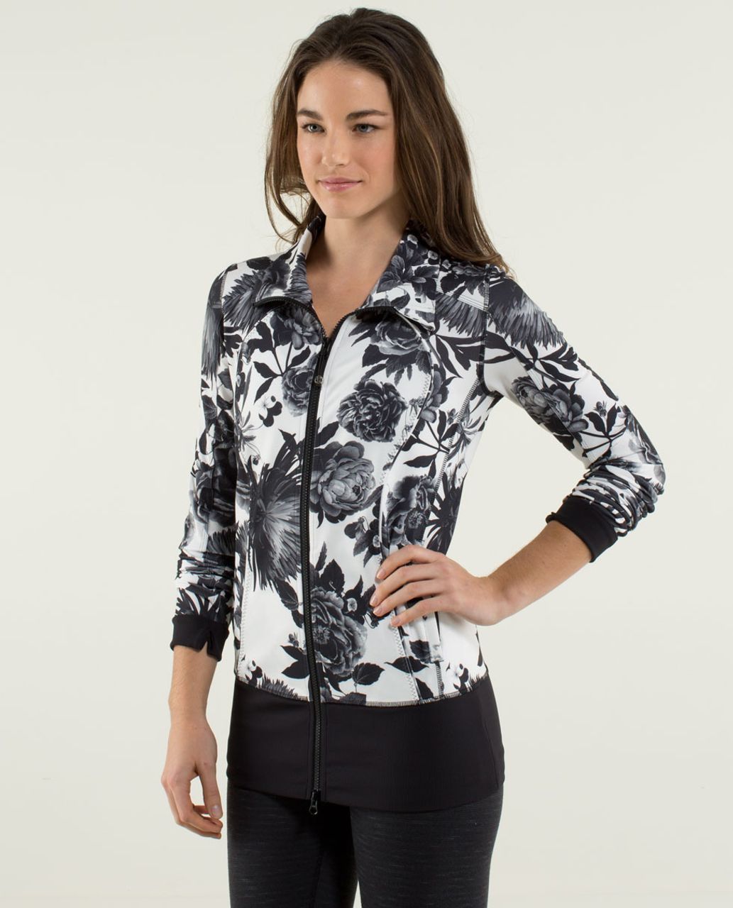 lululemon black and white floral jacket