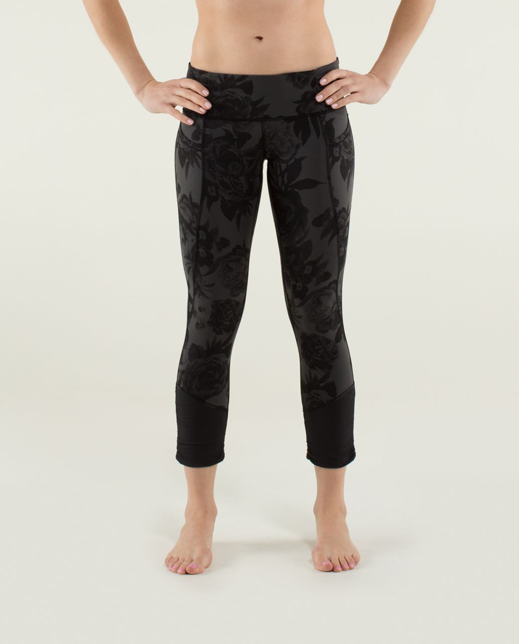 Lululemon Practice Daily Crop - Brisk Bloom Black Soot / Black