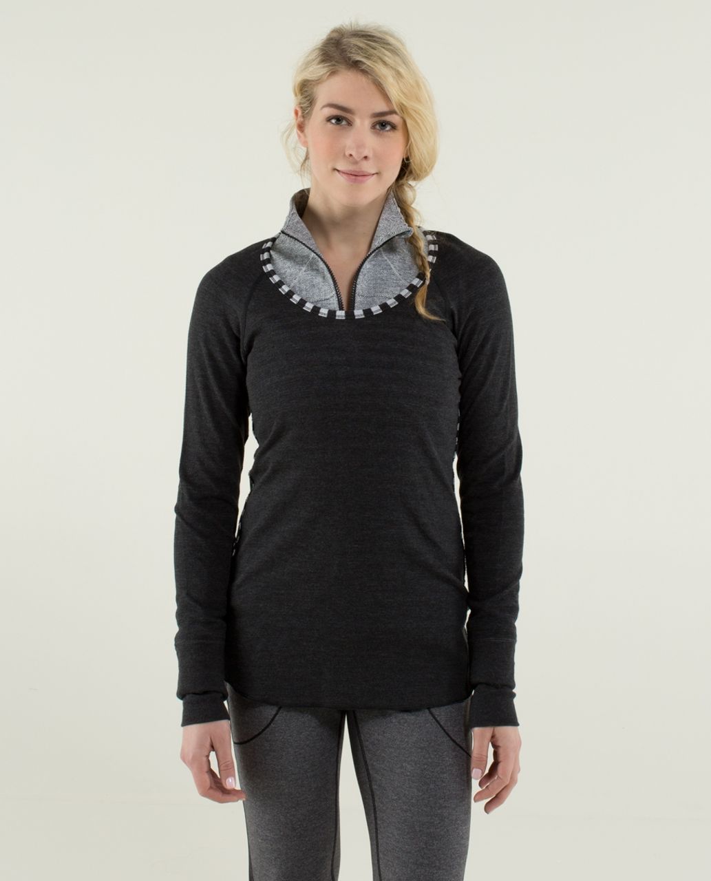 Lululemon Open Your Heart Long Sleeve - Heathered Black / Super Wide Load  Stripe Heathered Black White / Heathered Black - lulu fanatics