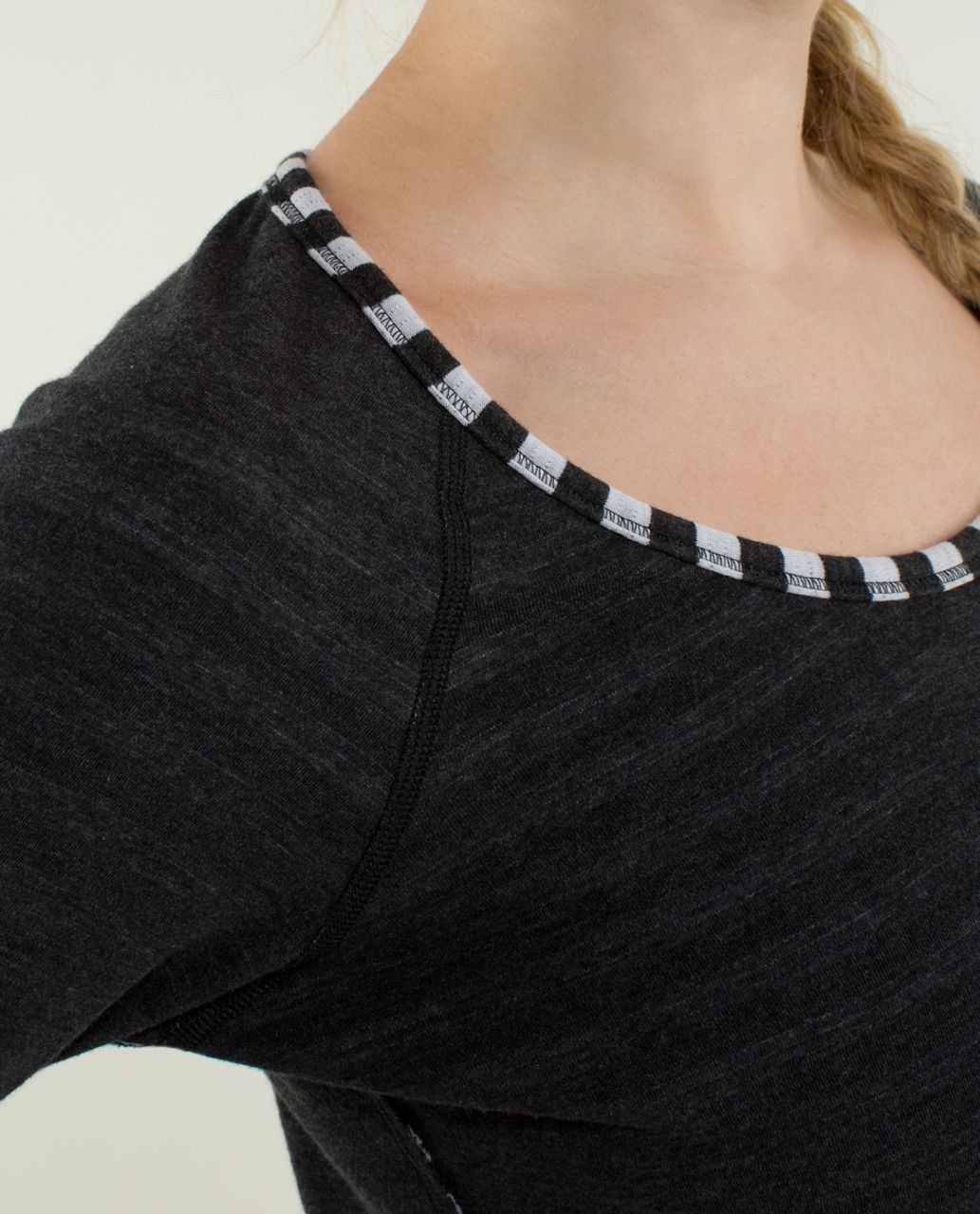 Lululemon Open Your Heart Long Sleeve - Heathered Black / Super Wide Load Stripe Heathered Black White / Heathered Black