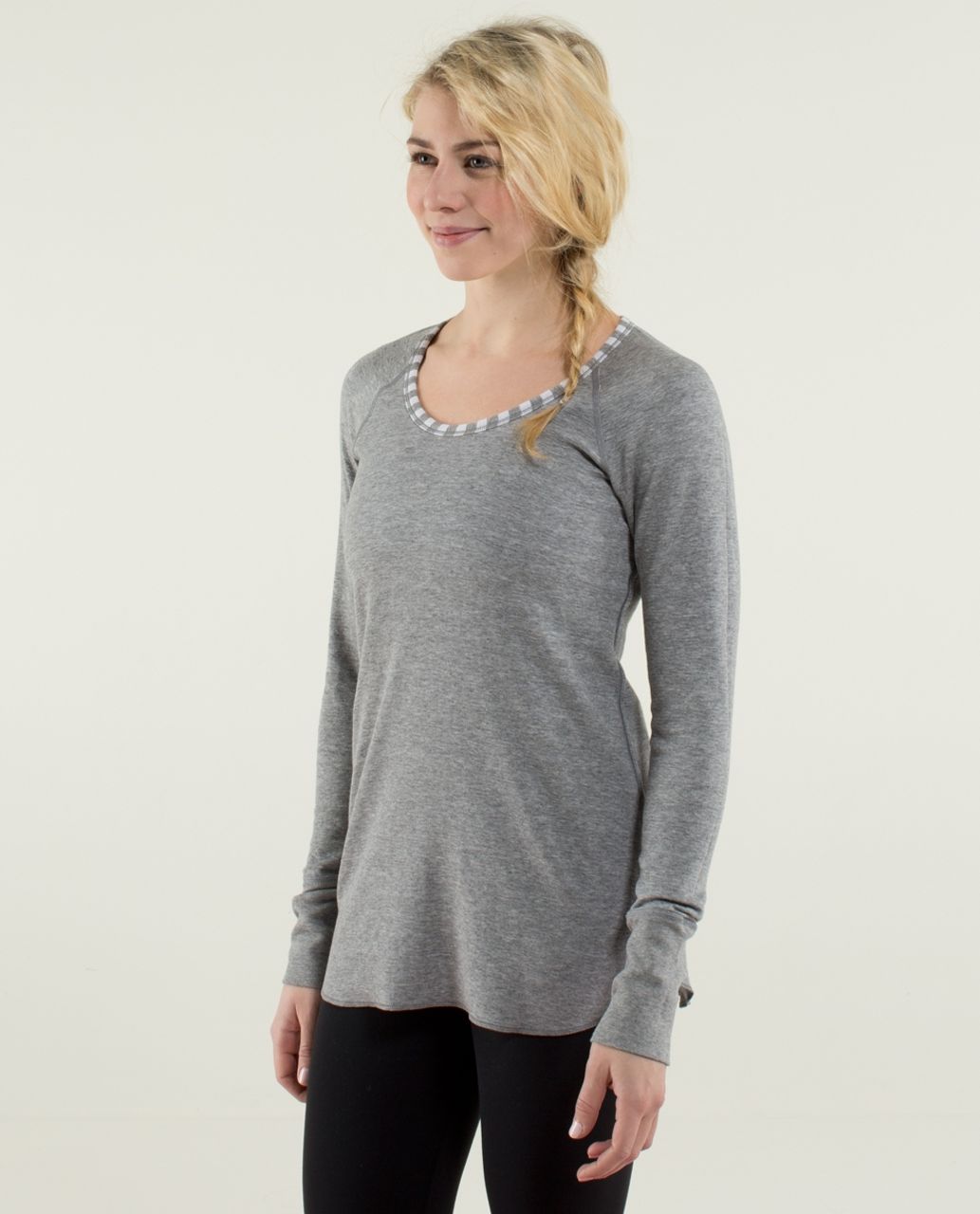 Lululemon Open Your Heart Long Sleeve - Heathered Medium Grey / Super Wide Load Stripe Heathered Medium Grey White / Heathered Medium Grey