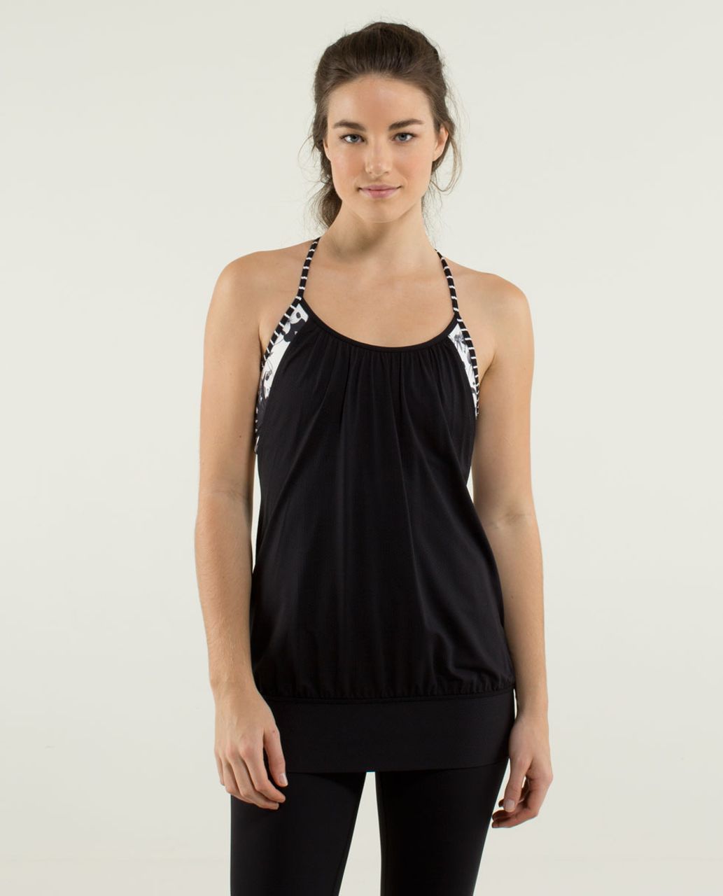 Lululemon No Limits Tank Top Sports Bra White Black Women's Size: 6