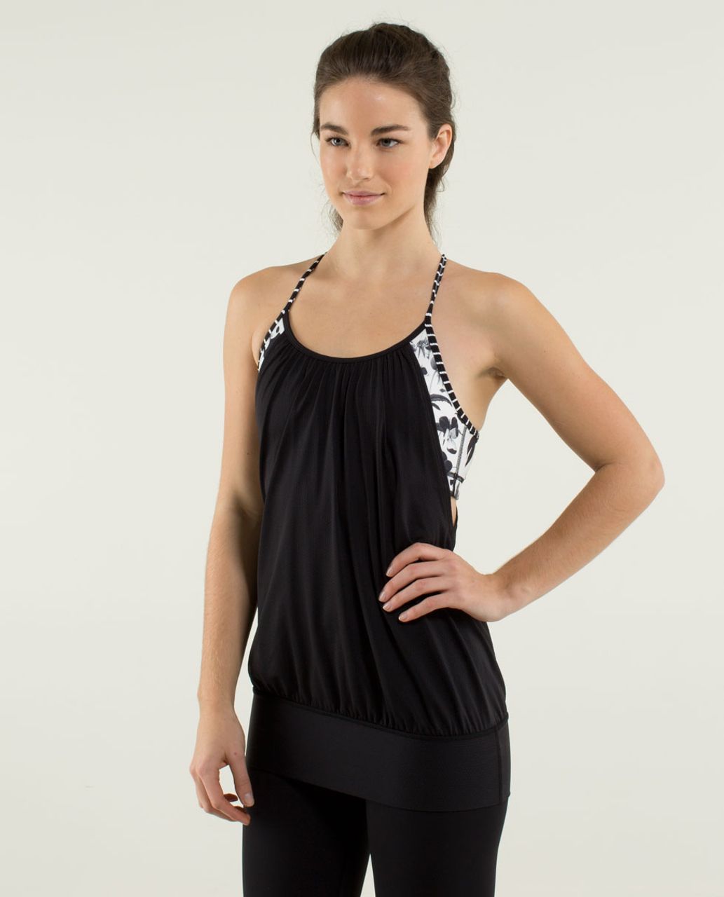 Lululemon No Limits Tank - Black / Brisk Bloom Black White