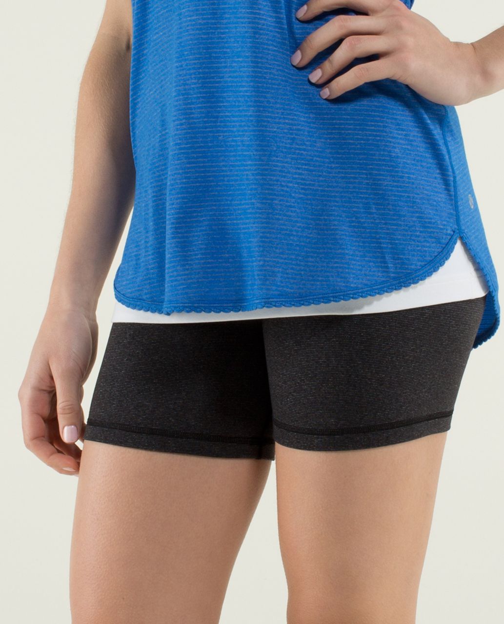 Lululemon Reverse Groove Short (Regular) - Wee Stripe Black Heathered Black / Brisk Bloom Black Soot / Black