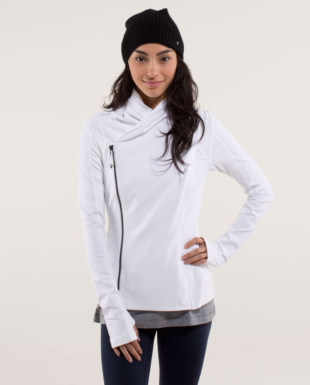 Lululemon Bhakti Asymmetrical Zipper Jacket. Pique Gray/Black