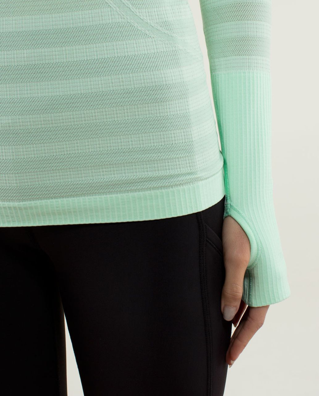 Lululemon Run:  Swiftly Tech Long Sleeve *Stripe - Heathered Fresh Teal