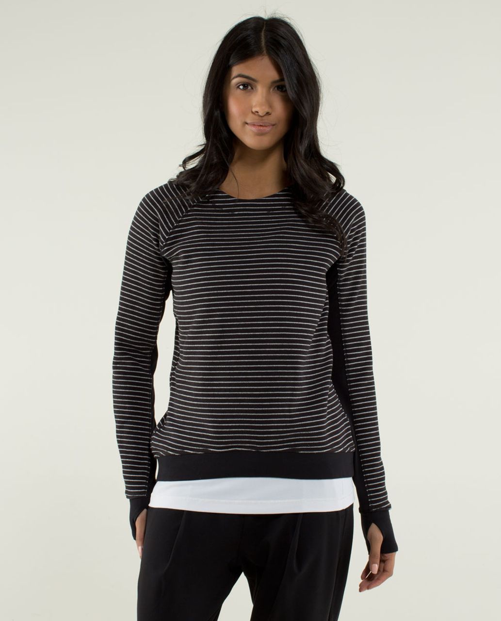 Lululemon Fleet Street Pullover - Parallel Stripe Black White / Black