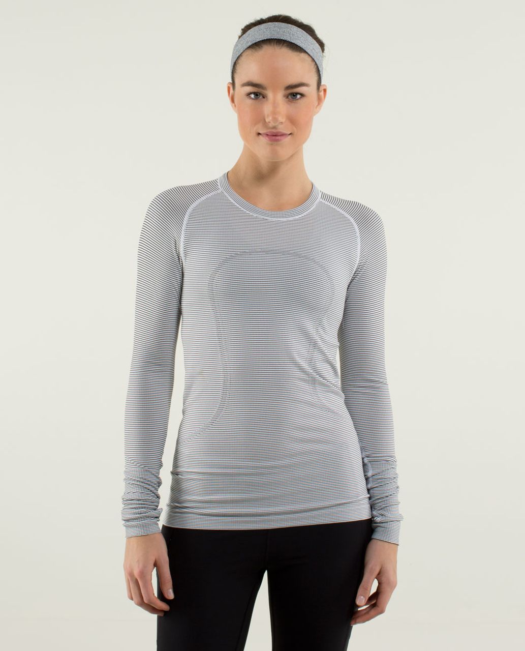 Lululemon Swiftly Tech Long Sleeve Crew (White/White/Black, 12) at