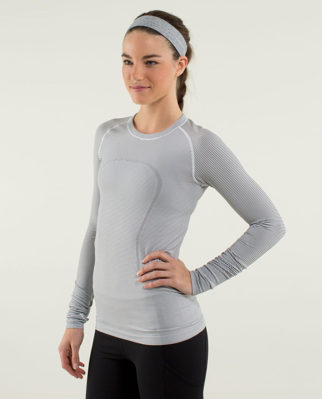 Lululemon Run Swiftly Tech Long Sleeve Stripe White 0002 93966 