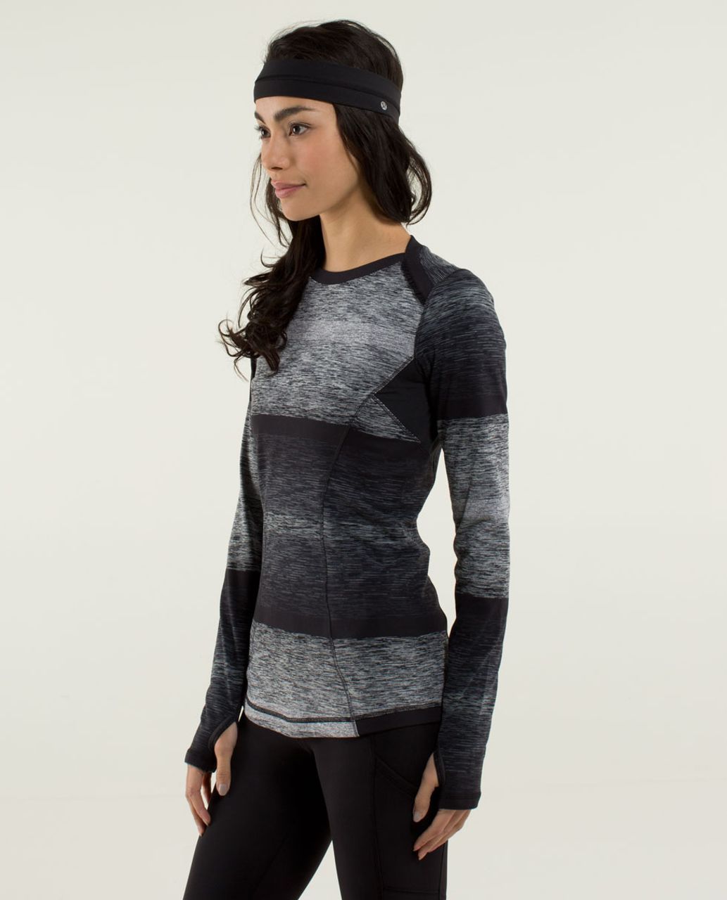 Lululemon Base Runner Long Sleeve - Universal Stripe Black / Black