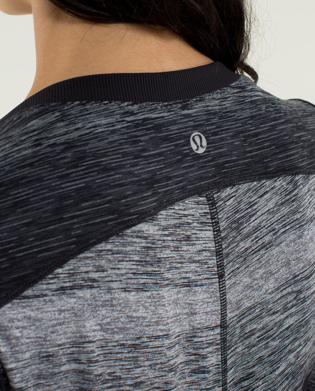 Lululemon Base Runner 1/2 Zip - Heathered Herringbone Heathered Black White  / Black - lulu fanatics