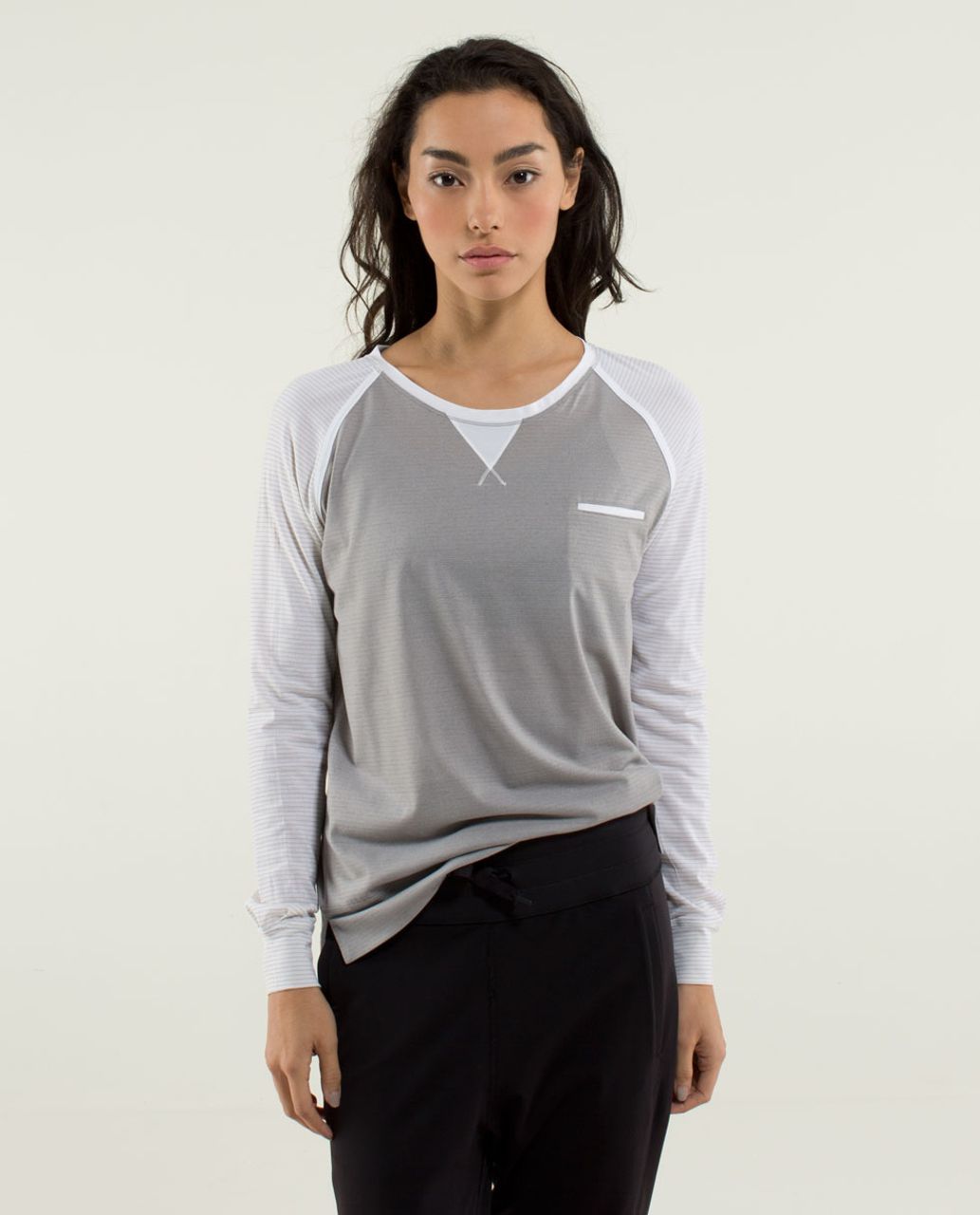 Lululemon Weightless Crew - Heathered Medium Grey / White