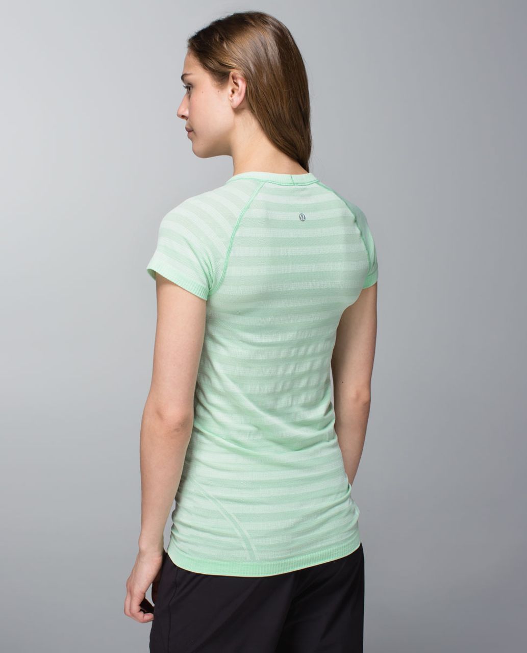 Lululemon Run:  Swiftly Tech Short Sleeve *Stripe - Heathered Fresh Teal