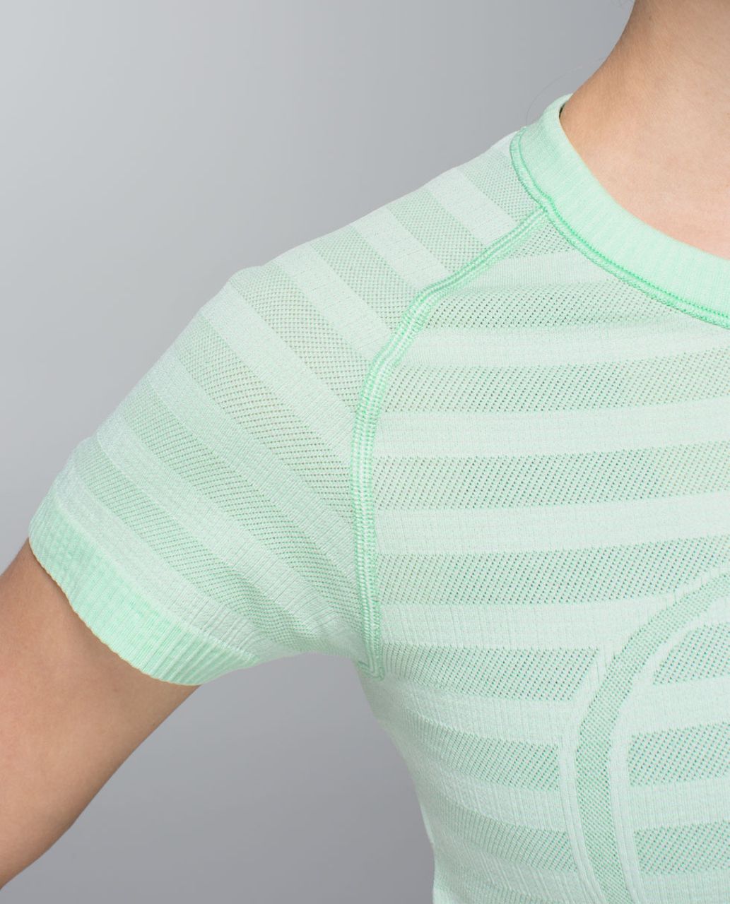 Lululemon Run:  Swiftly Tech Short Sleeve *Stripe - Heathered Fresh Teal