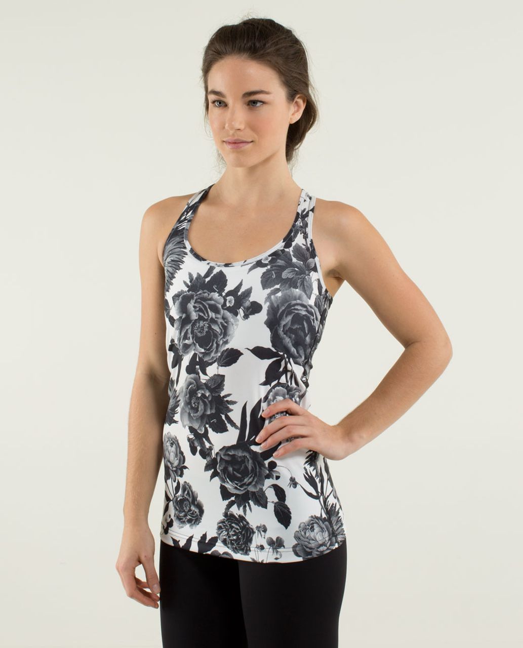 Lululemon Cool Racerback - Brisk Bloom Black White