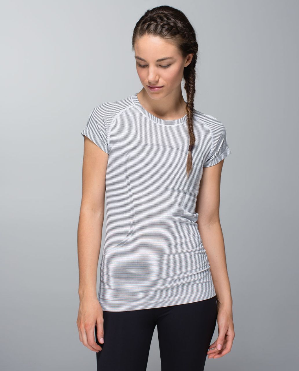 Lululemon Run:  Swiftly Tech Short Sleeve *Stripe - White