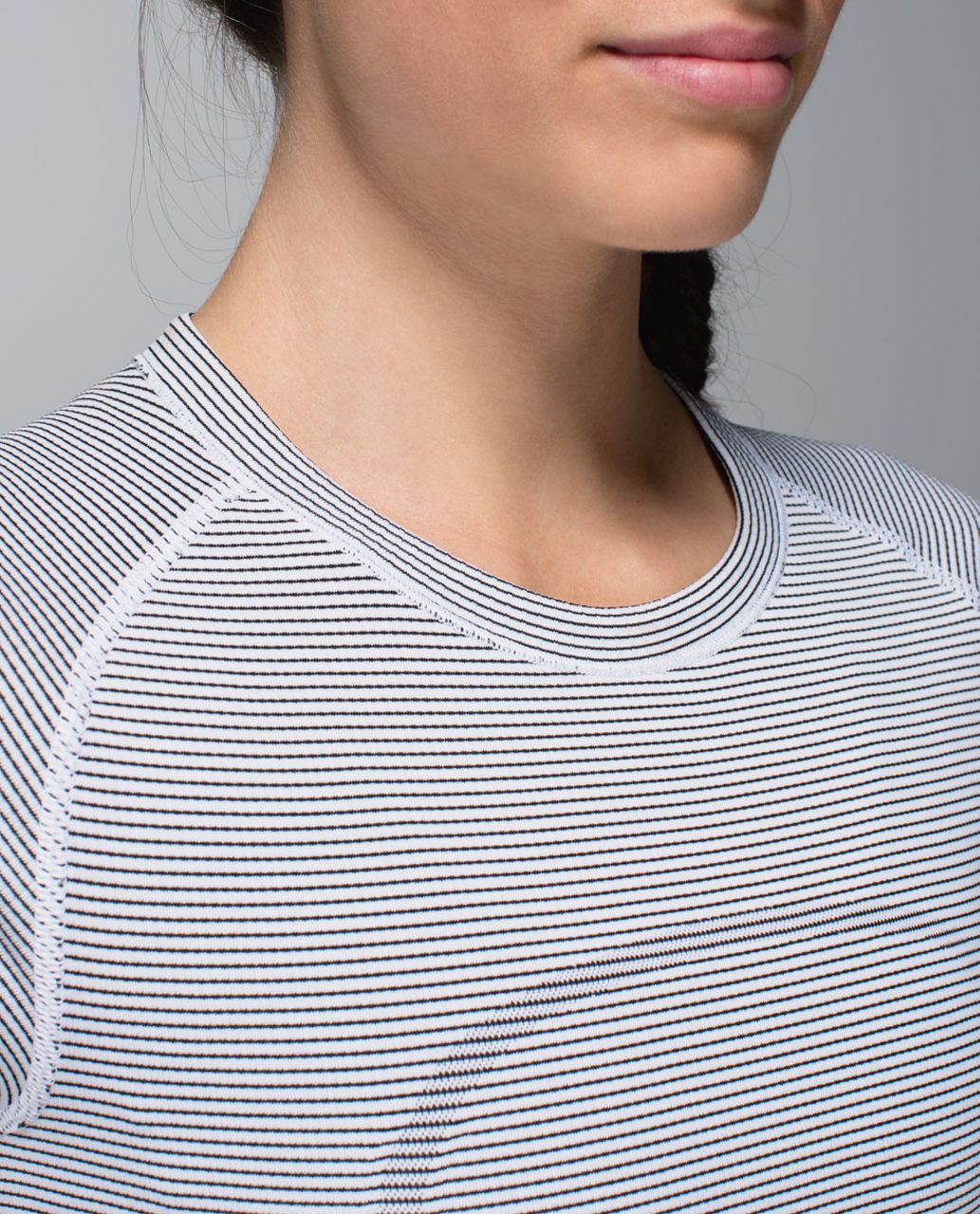 Lululemon Run:  Swiftly Tech Short Sleeve *Stripe - White