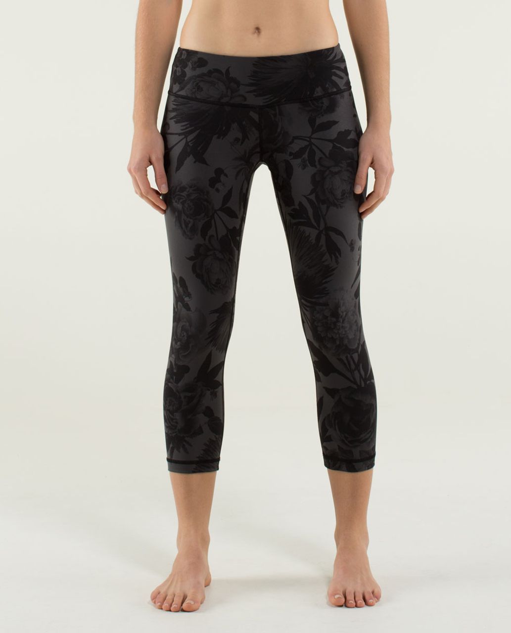 Lululemon Wunder Under Crop - Brisk Bloom Black Soot / Black