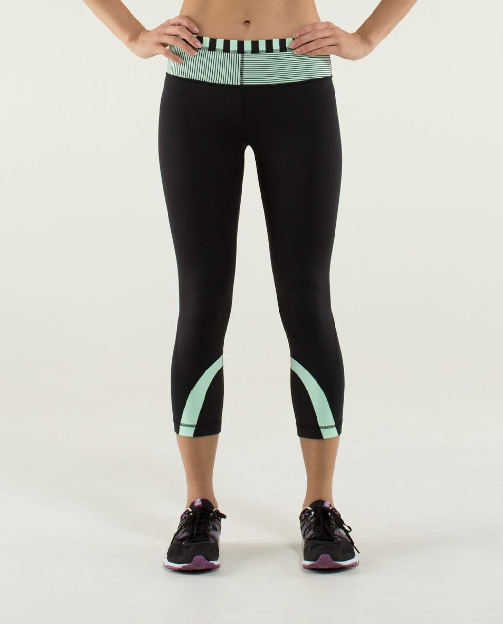 Lululemon Run:  Inspire Crop II - Black / Quilt Winter 13-23 / Fresh Teal