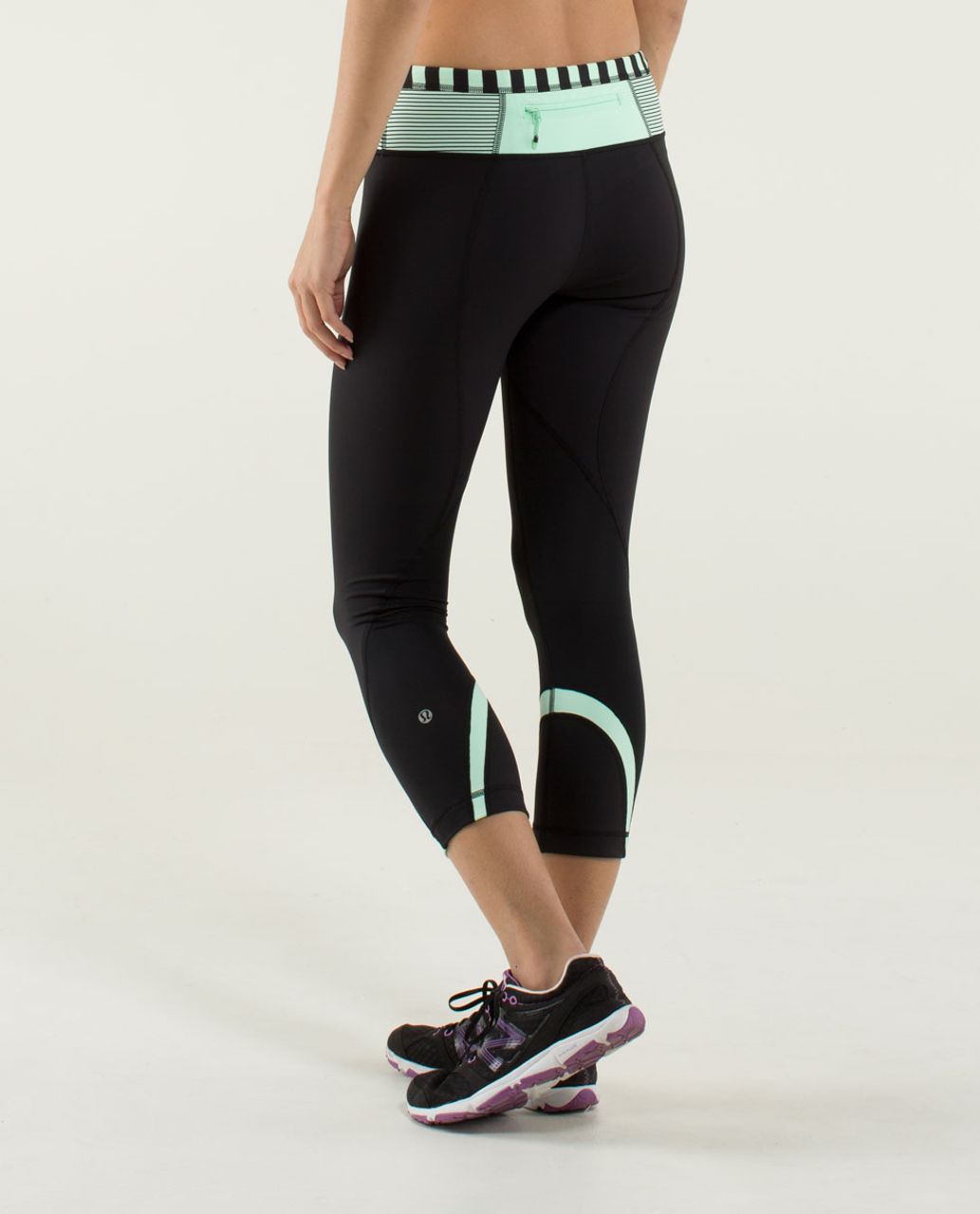 Lululemon Run:  Inspire Crop II - Black / Quilt Winter 13-23 / Fresh Teal