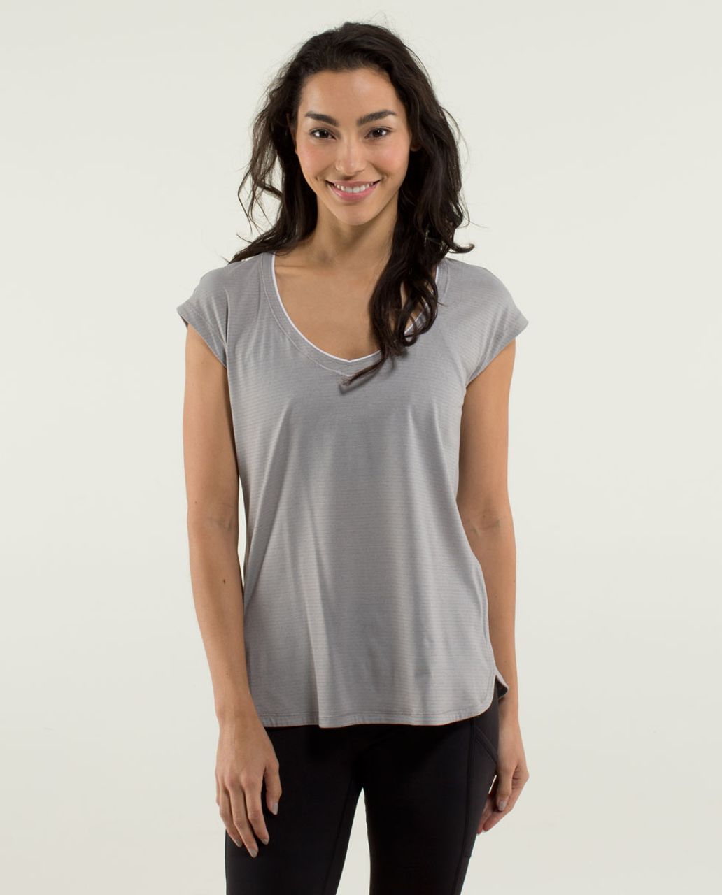 Lululemon Track Tee - Heathered Medium Grey / White