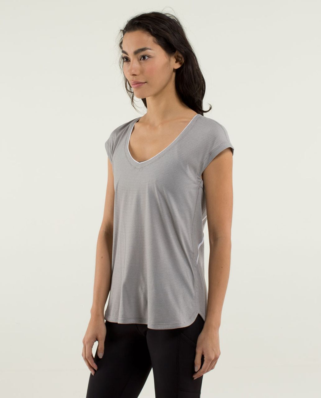 Lululemon Track Tee - Heathered Medium Grey / White