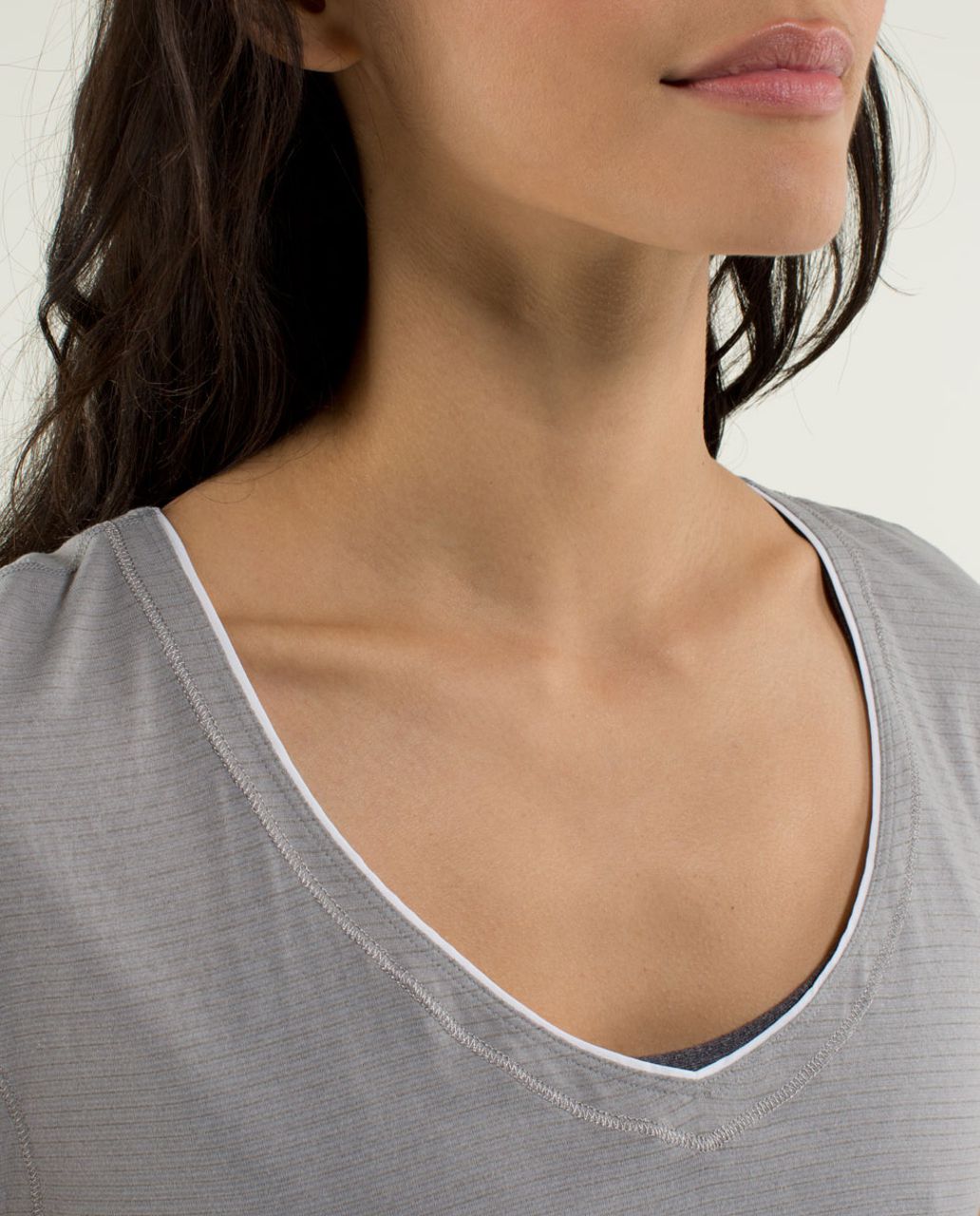 Lululemon Track Tee - Heathered Medium Grey / White