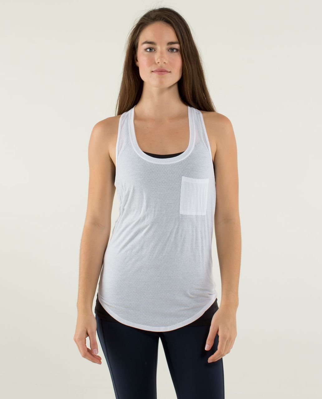 Lululemon Yogi Racer Tank - Double Diamond Burnout White - lulu fanatics