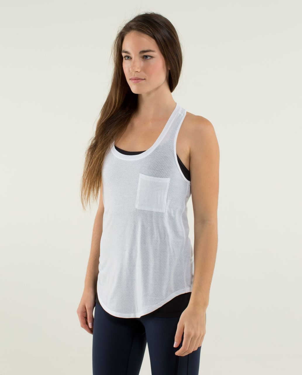 Lululemon Yogi Racer Tank - Double Diamond Burnout White - lulu fanatics