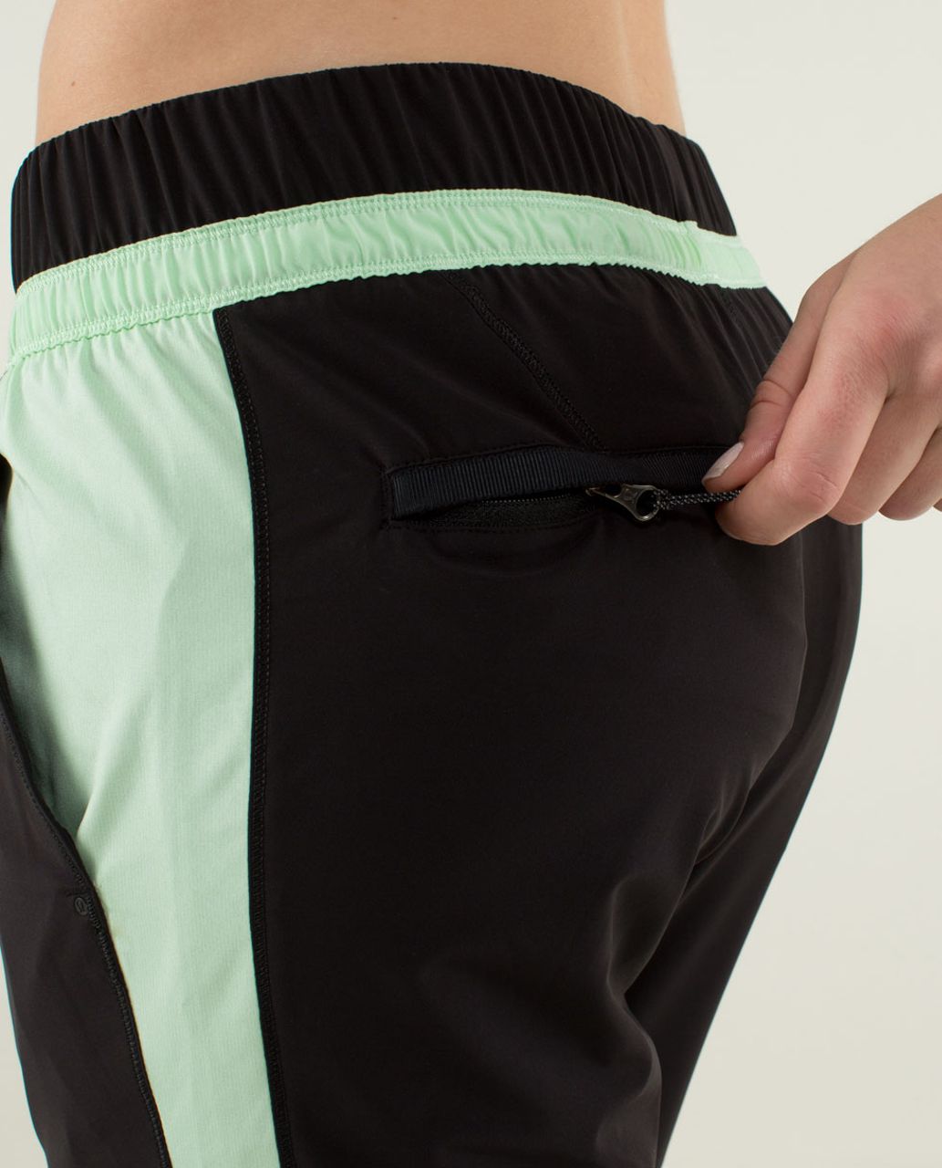 Lululemon Run Bandit Track Pant - Black / Mini Hyper Stripe Fresh Teal