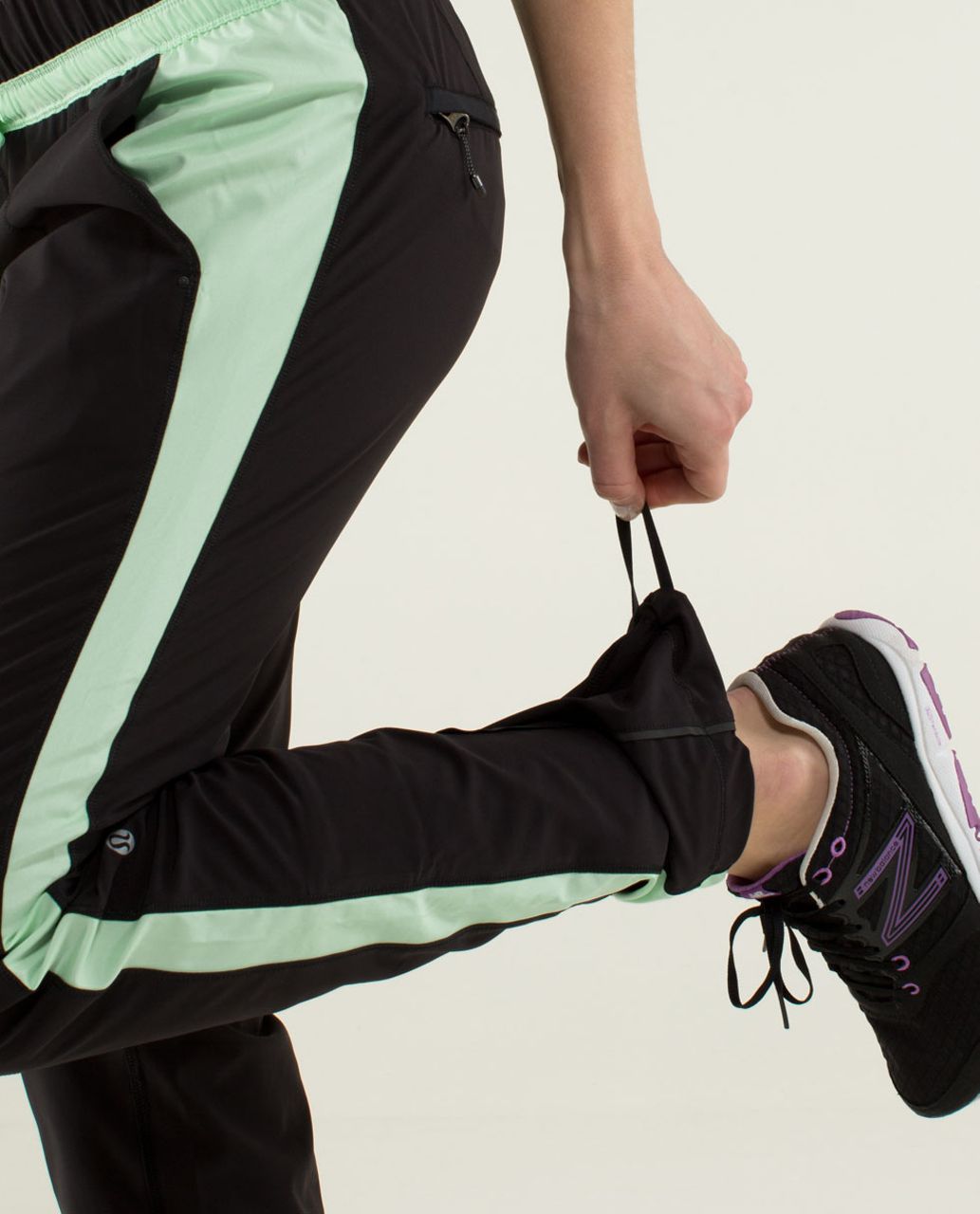 Lululemon Run Bandit Track Pant - Black / Mini Hyper Stripe Fresh Teal