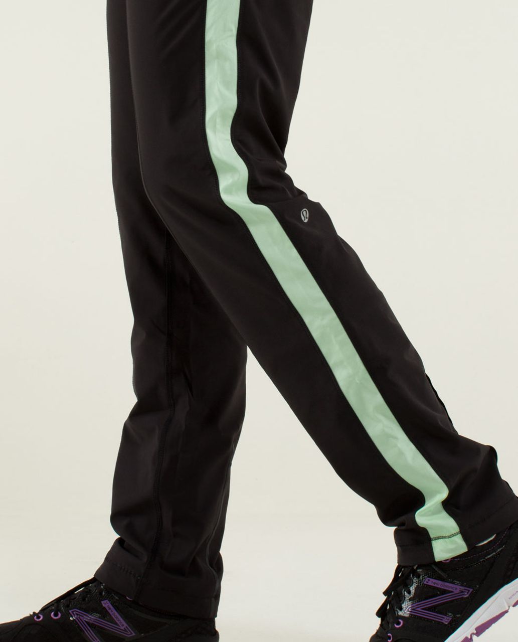 Lululemon Run Bandit Track Pant - Black / Mini Hyper Stripe Fresh Teal