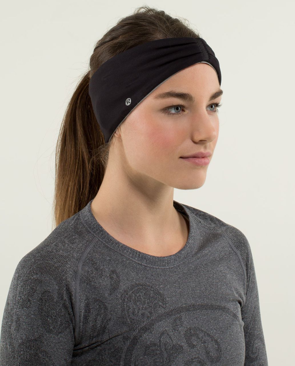 Lululemon Run With Me Ear Warmer - Black / Half Micro Macro Black Soot