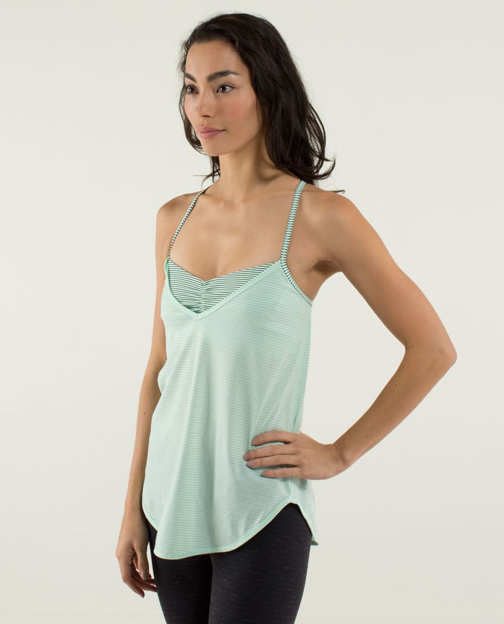 Lululemon Roll Out Tank - Heathered Fresh Teal / Mini Hyper Stripe Fresh Teal