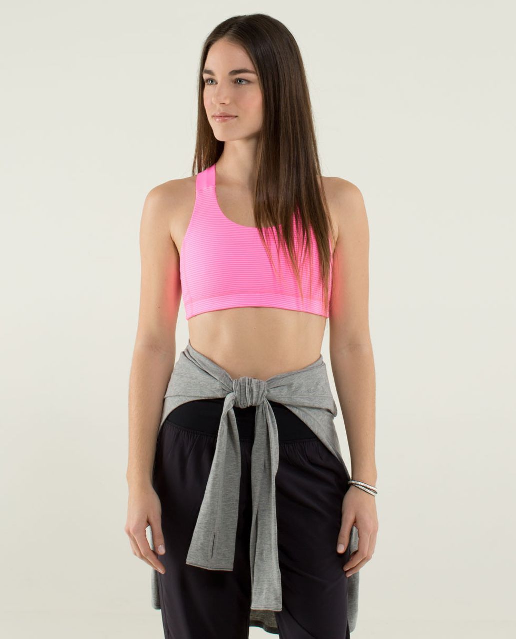 Lululemon All Sport Bra - Mini Hyper Stripe Zing Pink Light / Zing Pink Light