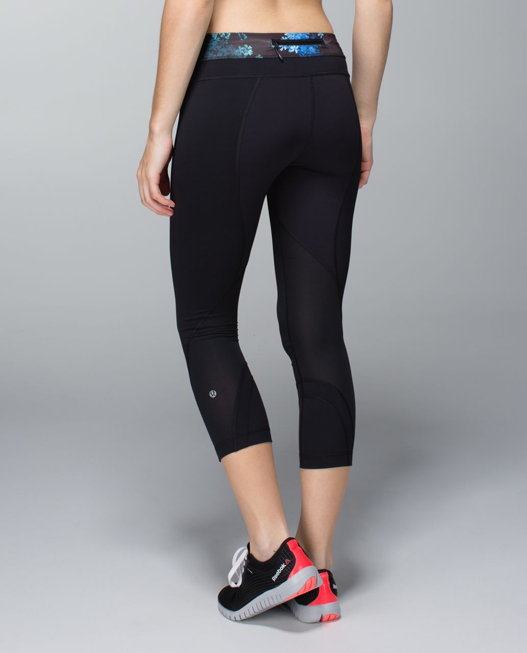 Lululemon Run:  Inspire Crop II - Black / Petal Pop Multi