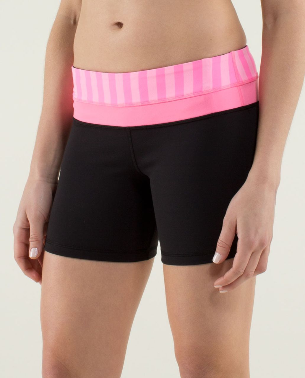 Lululemon Reverse Groove Short (Regular) *Full-On Luon - Black / Apex Stripe Zing Pink Light / Zing Pink Light